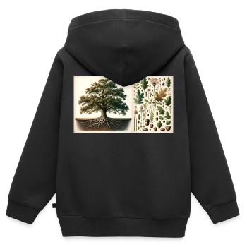 Chêne Botanique - Sweat Premium à capuche zippé enfant bio - noir - Dos - AI Model Kid Male (0cm)