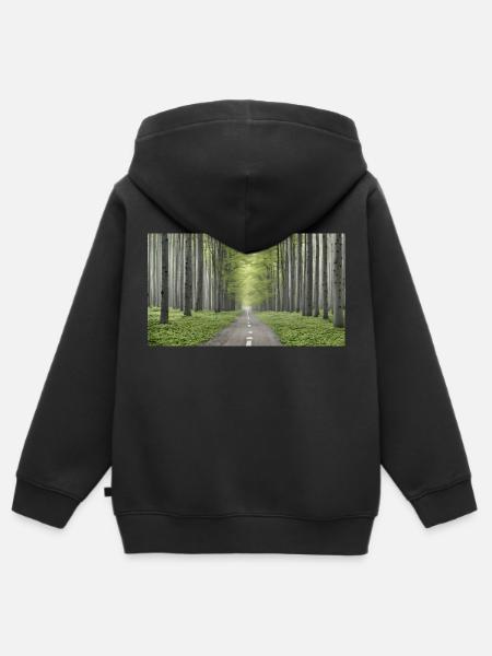 Strasse im Wald - Kinder Premium Organic Zip Hoodie - Schwarz