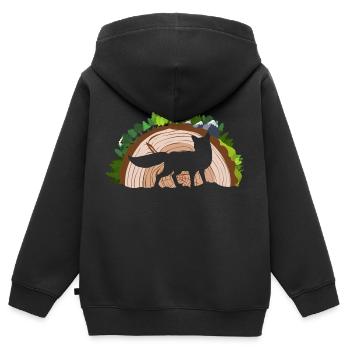 Fox Silhouette against a Log and Forest Background - Kids Premium Organic Zip-up Hoodie - black - Back - AI Model Kid Male (0cm)