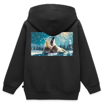 Niedliche Tiere chillen – Eisbär - Kinder Premium Organic Zip Hoodie - Schwarz - Hinten - AI Model Kid Male (0cm)
