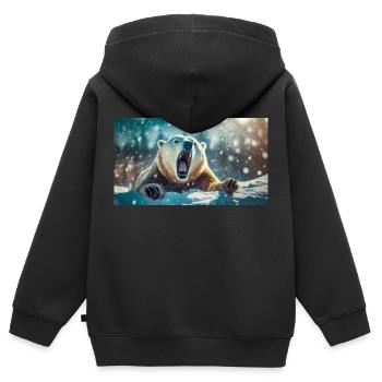 Niedliche Tiere chillen – Eisbär - Kinder Premium Organic Zip Hoodie - Schwarz - Hinten - AI Model Kid Male (0cm)