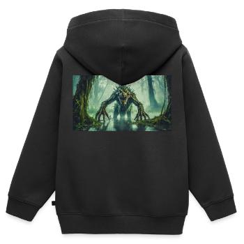 monster dunkel horror gruselig Halloween gruselig gruselig - Kinder Premium Organic Zip Hoodie - Schwarz - Hinten - AI Model Kid Male (0cm)