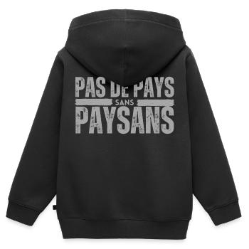 Pas de pays sans paysans - Sweat Premium à capuche zippé enfant bio - noir - Dos - AI Model Kid Male (0cm)