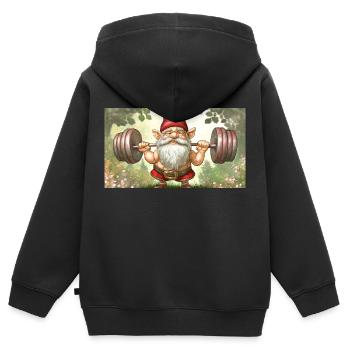 cute little gnomes everyday life – working out - Kids Premium Organic Zip-up Hoodie - black - Back - AI Model Kid Male (0cm)