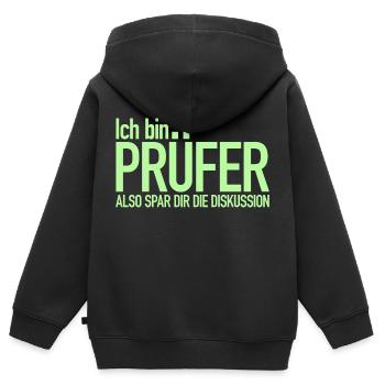 Ich bin Prüfer, Spar dir die Diskussion - Kinder Premium Organic Zip Hoodie - Schwarz - Hinten - AI Model Kid Male (0cm)