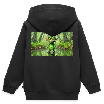 goblin - young cute little monsters - Kids Premium Organic Zip-up Hoodie - black - Back - AI Model Kid Male (0cm)