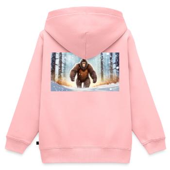 Sasquatch Bigfoot im Wald - jung niedlich - Kinder Premium Organic Zip Hoodie - Rosa - Hinten - AI Model Kid Female (0cm)