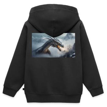 Ein realistischer böser dunkler Drache beim Erklimmen eines Nebels - Kinder Premium Organic Zip Hoodie - Schwarz - Hinten - AI Model Kid Male (0cm)