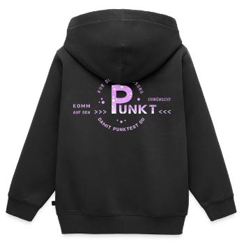 get to the point - Kids Premium Organic Zip-up Hoodie - black - Back - AI Model Kid Male (0cm)