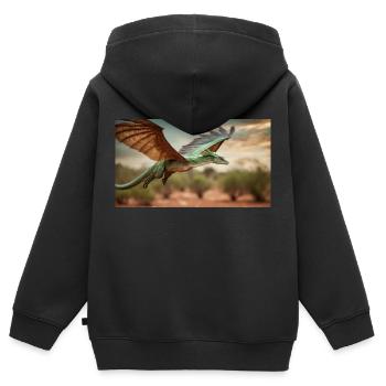 Un dragon vert orange réaliste dans l’outback - Sweat Premium à capuche zippé enfant bio - noir - Dos - AI Model Kid Male (0cm)