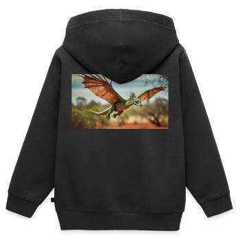 Un dragon vert orange réaliste dans l’outback - Sweat Premium à capuche zippé enfant bio - noir - Dos - AI Model Kid Male (0cm)