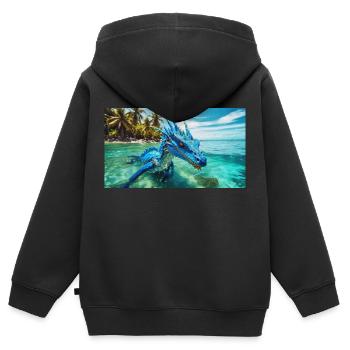 Un dragon d’eau bleu réaliste dans l’eau de mer - Sweat Premium à capuche zippé enfant bio - noir - Dos - AI Model Kid Male (0cm)