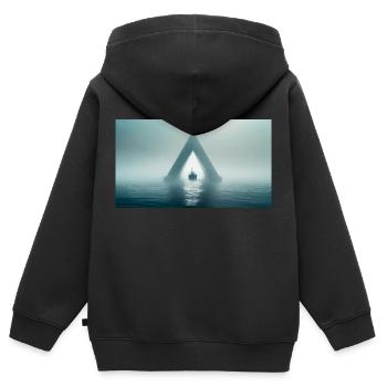 gruselige mythische Orte – Bermuda-Dreieck - Kinder Premium Organic Zip Hoodie - Schwarz - Hinten - AI Model Kid Male (0cm)