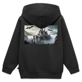 Gruselige mythische Orte – Schloss von Dracula - Kinder Premium Organic Zip Hoodie - Schwarz - Hinten - AI Model Kid Male (0cm)