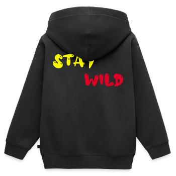 Restez sauvage - Sweat Premium à capuche zippé enfant bio - noir - Dos - AI Model Kid Male (0cm)