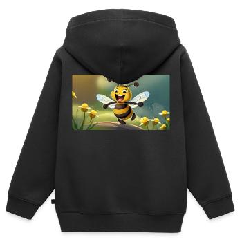Wortspiel mehrdeutiger Ausdruck – HapBee (Glückliche Biene) - Kinder Premium Organic Zip Hoodie - Schwarz - Hinten - AI Model Kid Male (0cm)