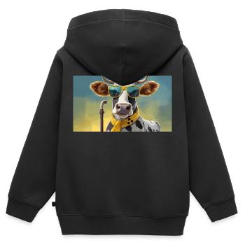 Wortspiel mehrdeutiger Ausdruck – Blinde Kuh - Kinder Premium Organic Zip Hoodie - Schwarz - Hinten - AI Model Kid Male (0cm)