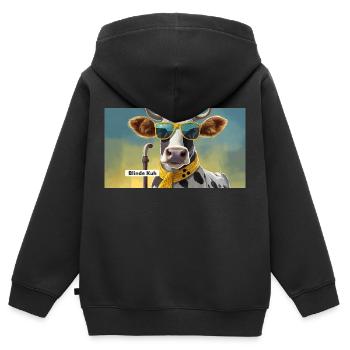 Wortspiel mehrdeutiger Ausdruck – Blinde Kuh - Kinder Premium Organic Zip Hoodie - Schwarz - Hinten - AI Model Kid Male (0cm)