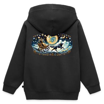 Odyssée céleste - Sweat Premium à capuche zippé enfant bio - noir - Dos - AI Model Kid Male (0cm)