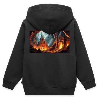 wunderschöne mythische Orte – Avalon - Kinder Premium Organic Zip Hoodie - Schwarz - Hinten - AI Model Kid Male (0cm)