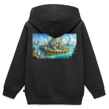 wunderschöne mythische Orte – Atlantis vor dem Untergang - Kinder Premium Organic Zip Hoodie - Schwarz - Hinten - AI Model Kid Male (0cm)