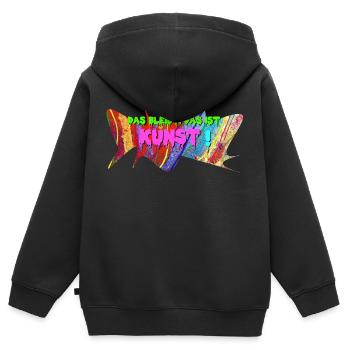 Das bleibt, das ist Kunst! bunt, NettsFetz - Kinder Premium Organic Zip Hoodie - Schwarz - Hinten - AI Model Kid Male (0cm)