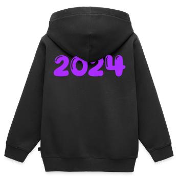 2024 - Kinder Premium Organic Zip Hoodie - Schwarz - Hinten - AI Model Kid Male (0cm)