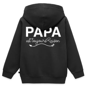 PAPA est toujours Raison - Sweat Premium à capuche zippé enfant bio - noir - Dos - AI Model Kid Male (0cm)