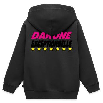 DARONE exceptional - Kids Premium Organic Zip-up Hoodie - black - Back - AI Model Kid Male (0cm)