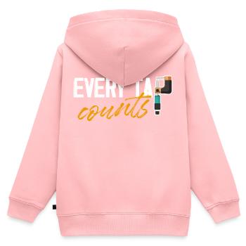 Chaque clic compte à commande numérique par ordinateur - Sweat Premium à capuche zippé enfant bio - rose - Dos - AI Model Kid Female (0cm)