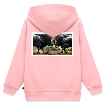 Herens Bulls dominance behaviour - Kids Premium Organic Zip-up Hoodie - rose - Back - AI Model Kid Female (0cm)