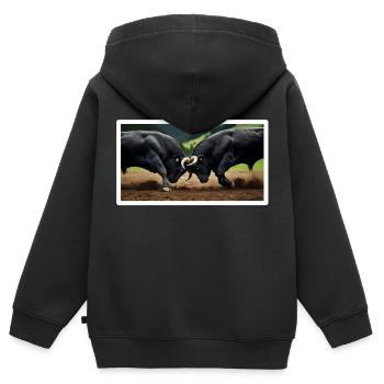 Match de classement des Bulls d’Hérens - Sweat Premium à capuche zippé enfant bio - noir - Dos - AI Model Kid Male (0cm)