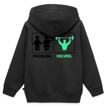 Problem solved fitness - Kids Premium Organic Zip-up Hoodie - black - Back - AI Model Kid Male (0cm)