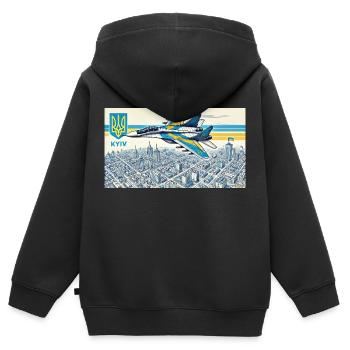 Der Geist von Kiew - Kinder Premium Organic Zip Hoodie - Schwarz - Hinten - AI Model Kid Male (0cm)
