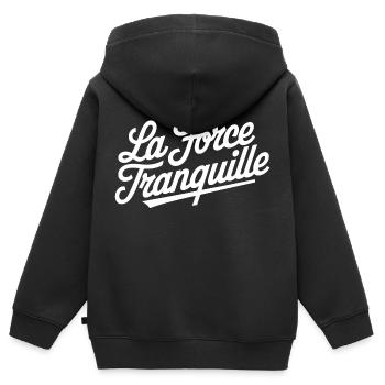 La force tranquille - Sweat Premium à capuche zippé enfant bio - noir - Dos - AI Model Kid Male (0cm)