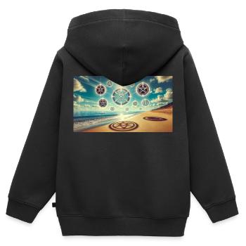 Zauberei - Kinder Premium Organic Zip Hoodie - Schwarz - Hinten - AI Model Kid Male (0cm)