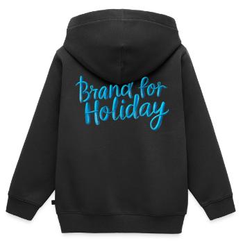 Marque pour les vacances - Sweat Premium à capuche zippé enfant bio - noir - Dos - AI Model Kid Male (0cm)
