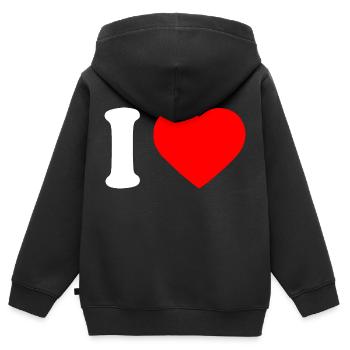 I love - Kinder Premium Organic Zip Hoodie - Schwarz - Hinten - AI Model Kid Male (0cm)