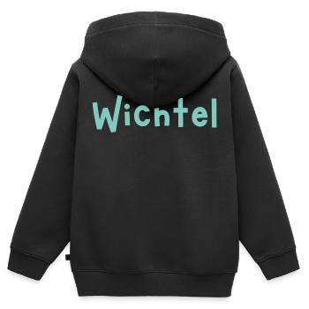 Wichtel blau - Kinder Premium Organic Zip Hoodie - Schwarz - Hinten - AI Model Kid Male (0cm)