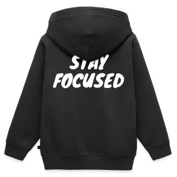 Restez concentré - Sweat Premium à capuche zippé enfant bio - noir - Dos - AI Model Kid Male (0cm)