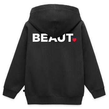 Beauté - Sweat Premium à capuche zippé enfant bio - noir - Dos - AI Model Kid Male (0cm)