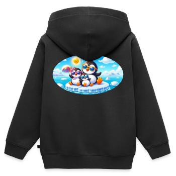 Lustige Pinguine - Kinder Premium Organic Zip Hoodie - Schwarz - Hinten - AI Model Kid Male (0cm)