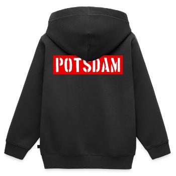 Potsdam - Brandebourg - Allemagne - Sweat Premium à capuche zippé enfant bio - noir - Dos - AI Model Kid Male (0cm)