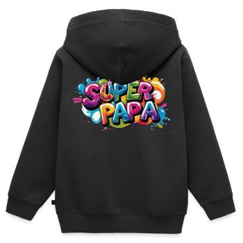 Cooles Superpapa Shirt im Graffiti Style für Väter - Kinder Premium Organic Zip Hoodie - Schwarz - Hinten - AI Model Kid Male (0cm)