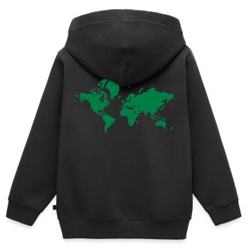 Weltkarte - Kinder Premium Organic Zip Hoodie - Schwarz - Hinten - AI Model Kid Male (0cm)