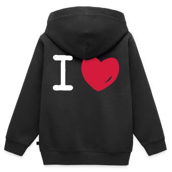 I love - Kinder Premium Organic Zip Hoodie - Schwarz - Hinten - AI Model Kid Male (0cm)
