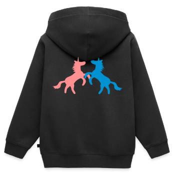 Einhorn Einhörner 7 - Kinder Premium Organic Zip Hoodie - Schwarz - Hinten - AI Model Kid Male (0cm)