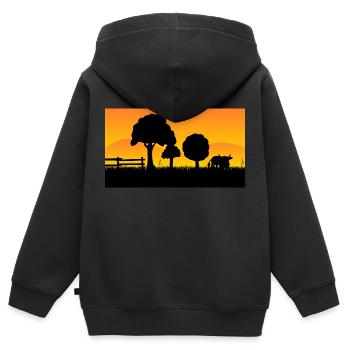 Bauernhof - Kinder Premium Organic Zip Hoodie - Schwarz - Hinten - AI Model Kid Male (0cm)