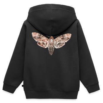 Chouettes nocturnes - noctuelles - Sweat Premium à capuche zippé enfant bio - noir - Dos - AI Model Kid Male (0cm)