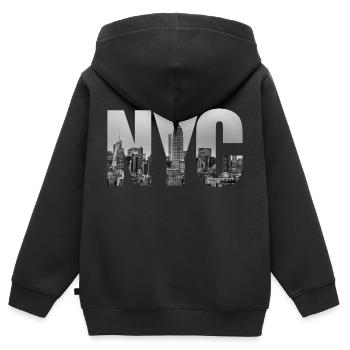 NYC - Sweat Premium à capuche zippé enfant bio - noir - Dos - AI Model Kid Male (0cm)